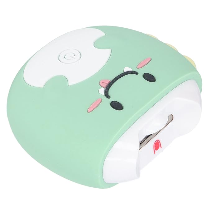 Infant fingernail grooming device with simple top button and rounded body