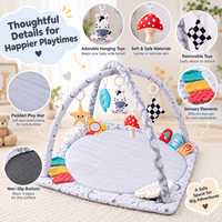 Infant sensory activity mat with mirror and textured toys