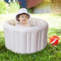 Inflatable baby bathtub with air valve and user guide