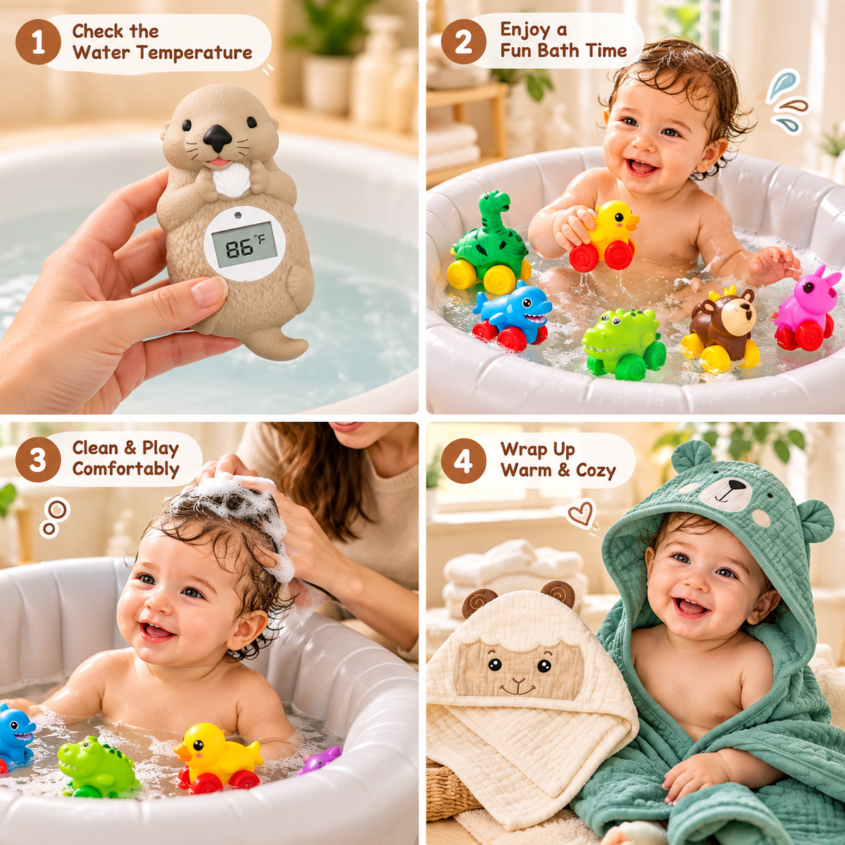 Baby Bath Time Essentials Bundle