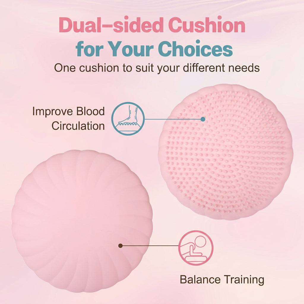 Inflatable balance cushion designed for controlled fitness and stability exercises.