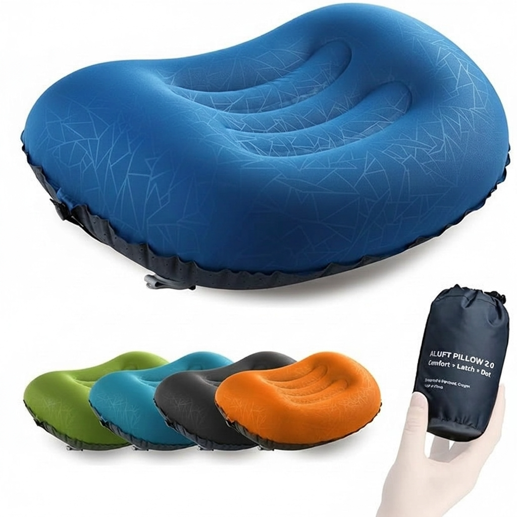 Ultralight inflatable camping travel pillow for backpacking and hiking