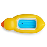 Baby Enjoying Bath Time in Inflatable Duck Baby Bathtub