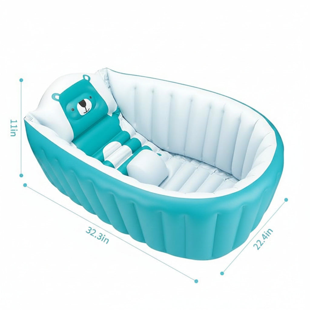 Foldable inflatable toddler bath tub for compact storage
