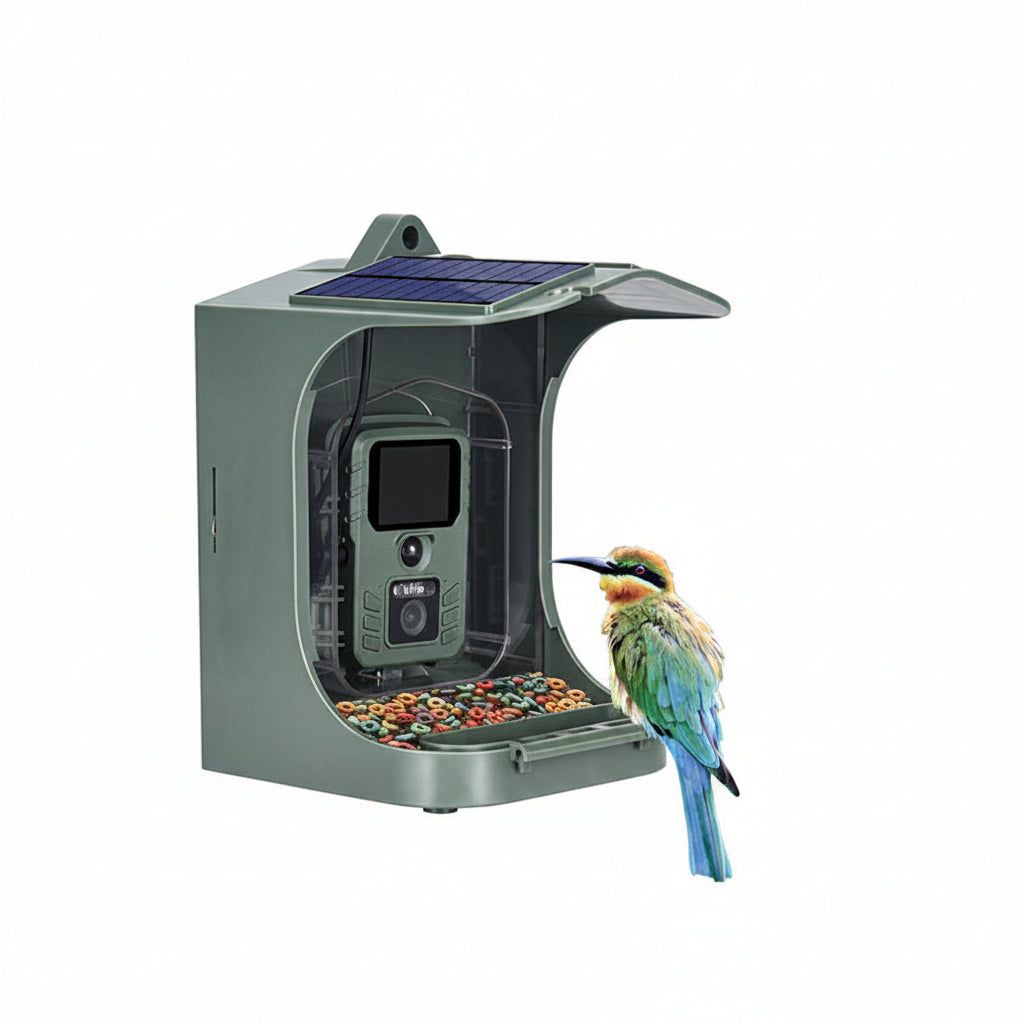 Infrared Bird Watching Camera Mounted On Outdoor Feeder