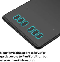 Artist using Inspiroy H640P tablet for digital drawing on laptop