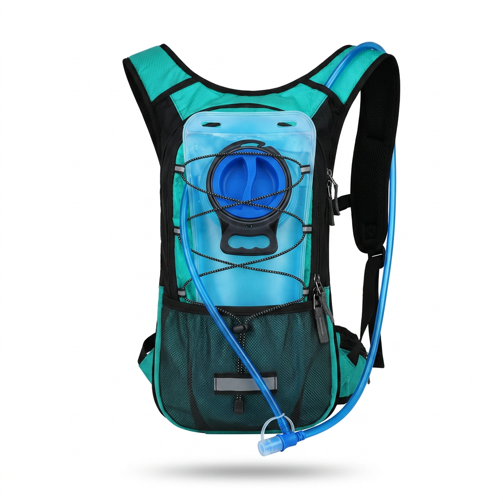Insulated hydration backpack with 2L BPA free water bladder for hiking and running