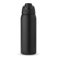 40 oz insulated stainless steel water bottle with straw lid in dark black
