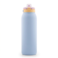 Insulated stainless steel water bottle with quick fill leakproof lid
