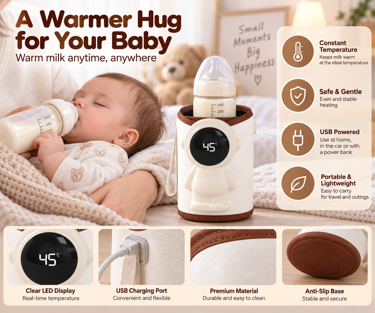Insulated baby bottle heater with digital temperature monitoring display
