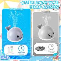 Interactive bath toy for toddlers, light-up whale with water-spraying function