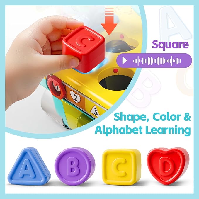 Interactive baby musical toy with workbench-style activity features.