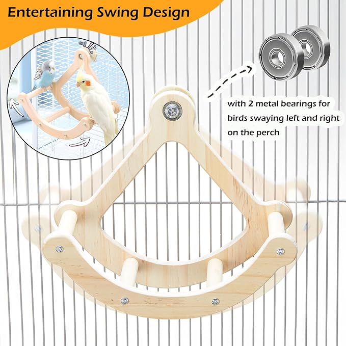 Interactive Bird Perch Toy with Rocking Wheel Wooden Exercise Toy