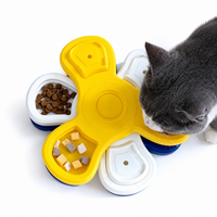 Interactive Cat Feeding Puzzle Toy with Rotating Food Compartments