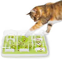 Interactive cat puzzle feeder for indoor cats with slow feed compartments