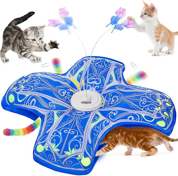 Interactive Cat Toy Rechargeable Touch Activated Blue