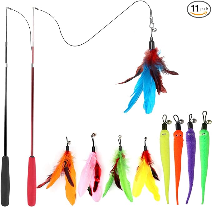 Interactive Cat Wand Toy Set Retractable Fishing Pole