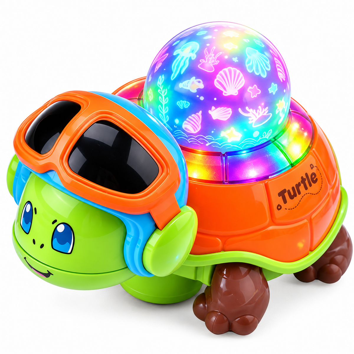 Interactive electric crawling animal toy featuring a cartoon-inspired design.