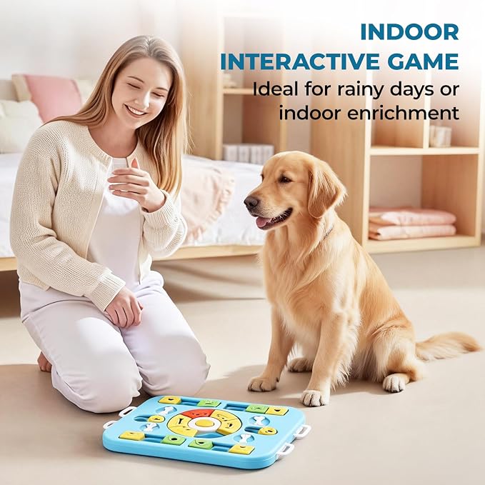 Interactive Dog Food Bowl with Puzzle Feeding Sections