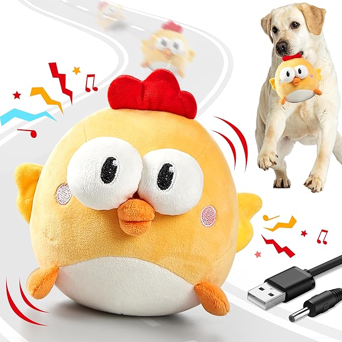 Interactive moving dog toy ball with plush cover