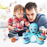 Interactive octopus toy with colorful light effects for musical playtime.