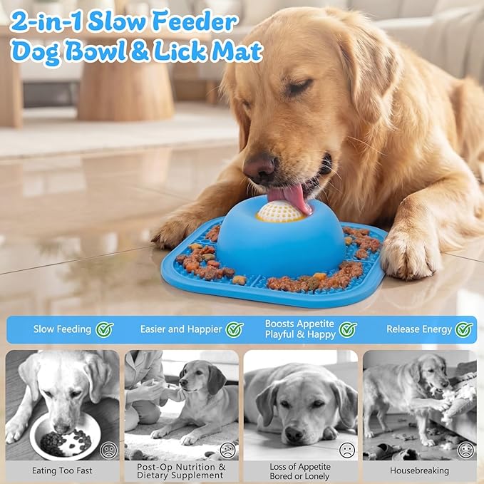 interactive treat dispensing slow feeder for dogs and cats