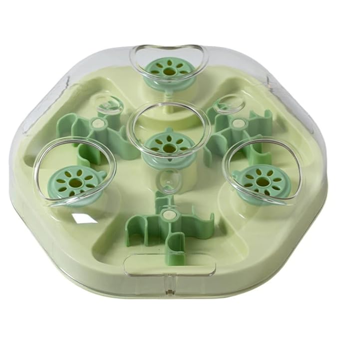 Interactive puzzle feeder for cats and dogs with maze-style feeding sections