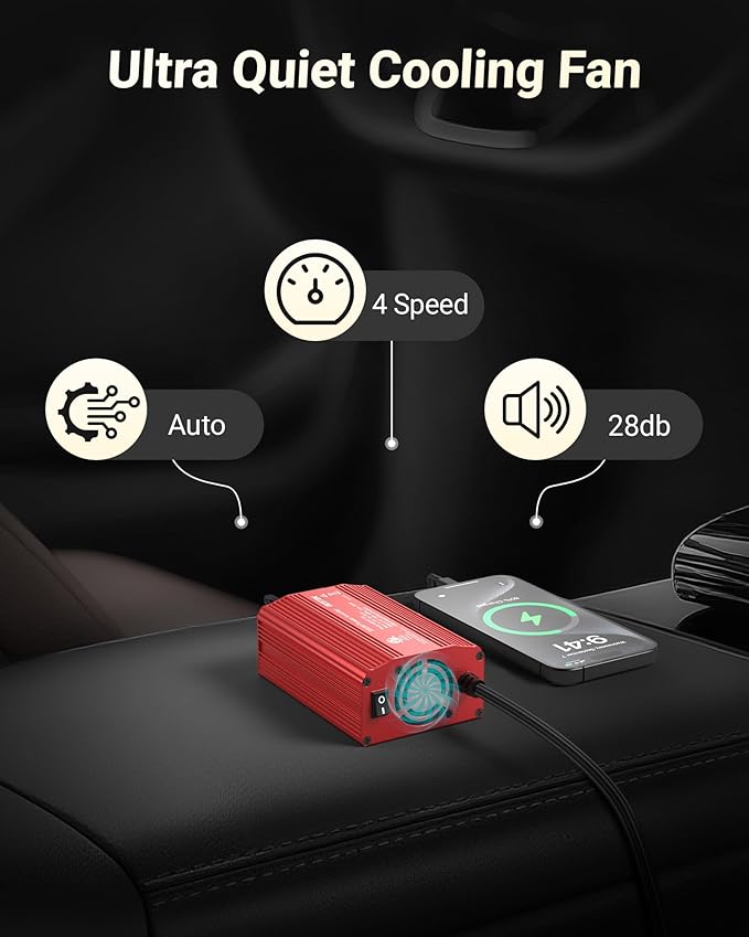 Car Power Inverter Aluminum Housing Durable Design