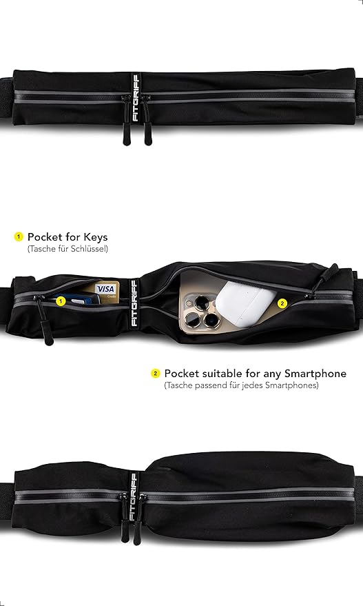 Jogging waist pouch for carrying phone, keys, and essentials
