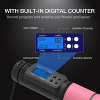 Jump rope with counter display for tracking exercise sessions