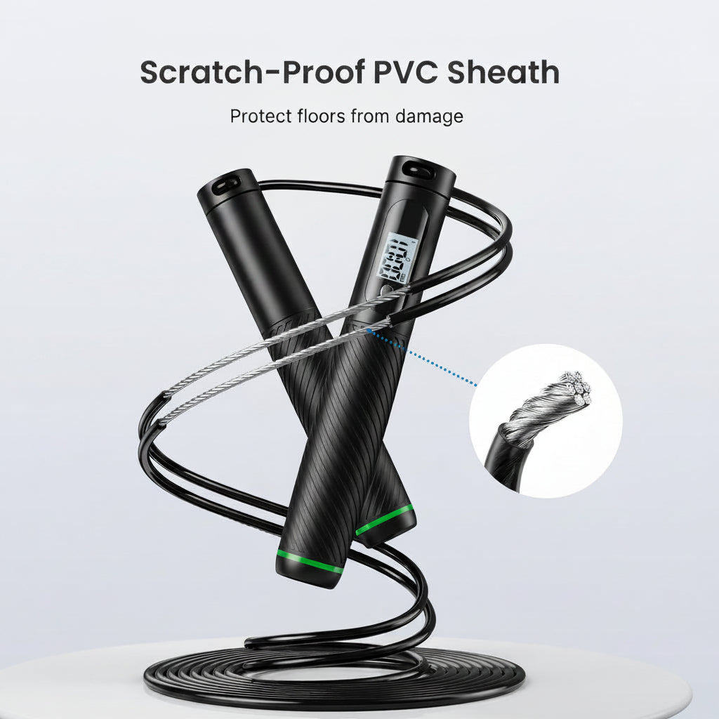 Jump rope with built-in counter for tracking fitness routines