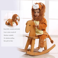 Rear view of a plush animal jumpsuit featuring a decorative tail