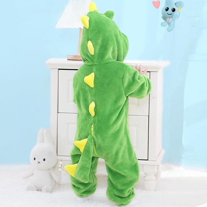 Side profile of a toddler outfit featuring raised dinosaur spikes