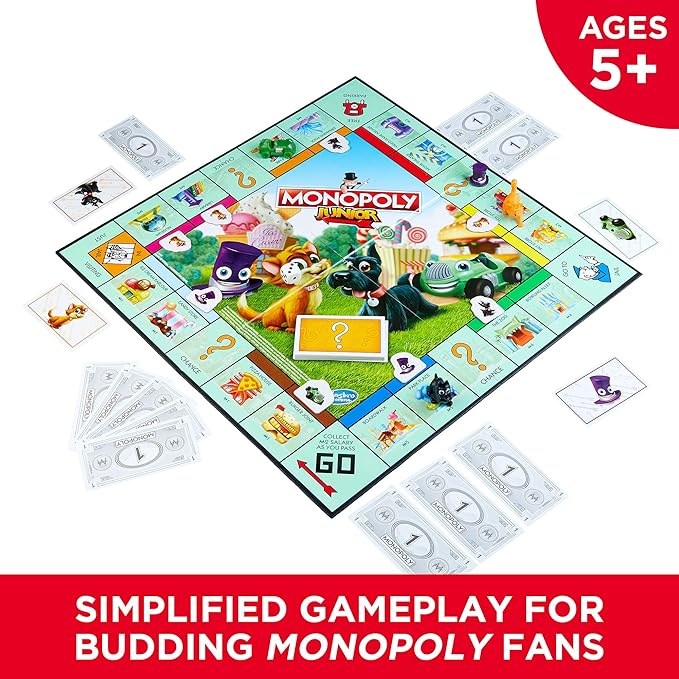 Junior Monopoly game for kids 5 and up, family fun