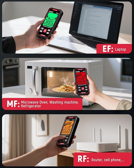 KAIWEETS 3-in-1 EMF Meter with Sound Alarm to Alert for High Radiation Levels