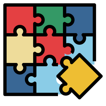 Puzzles category icon for jigsaw puzzles, brain games and activity toys