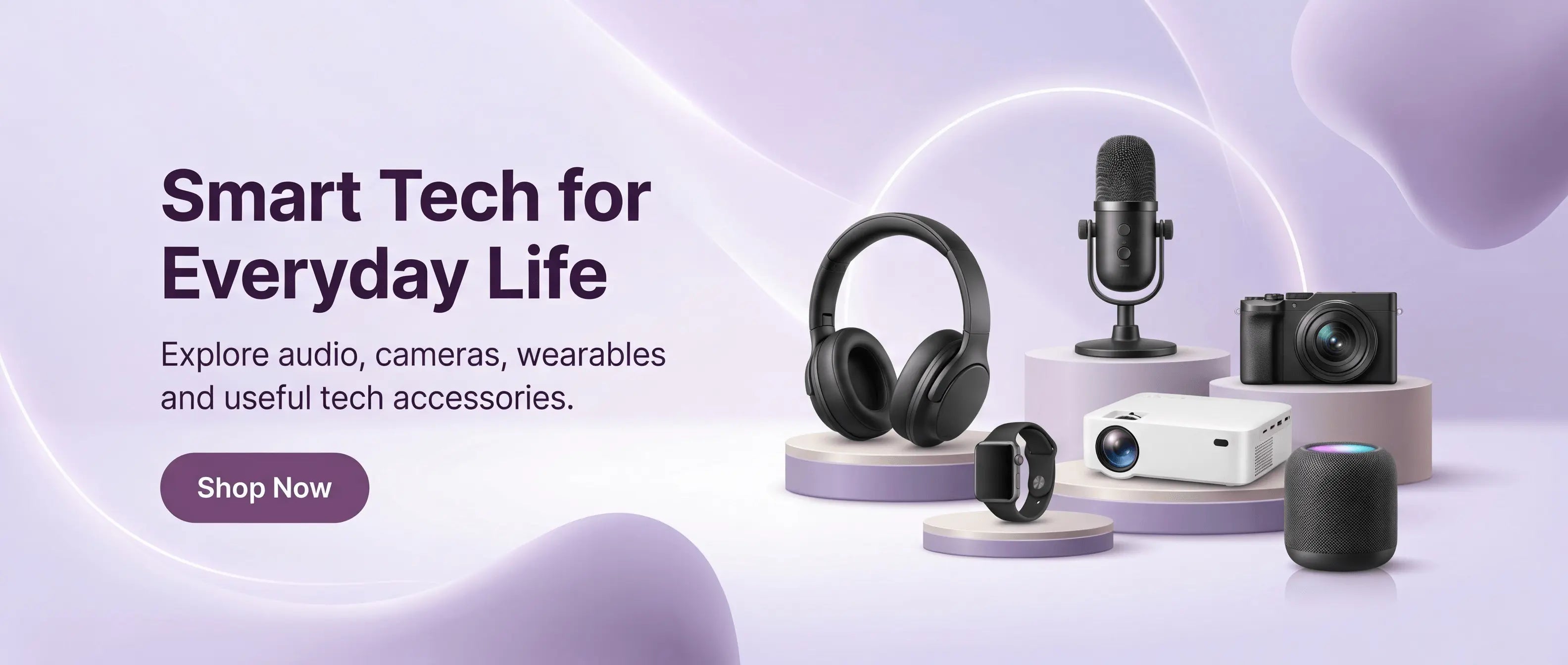 Kartlo electronics banner with cameras smartwatches speakers and everyday gadgets