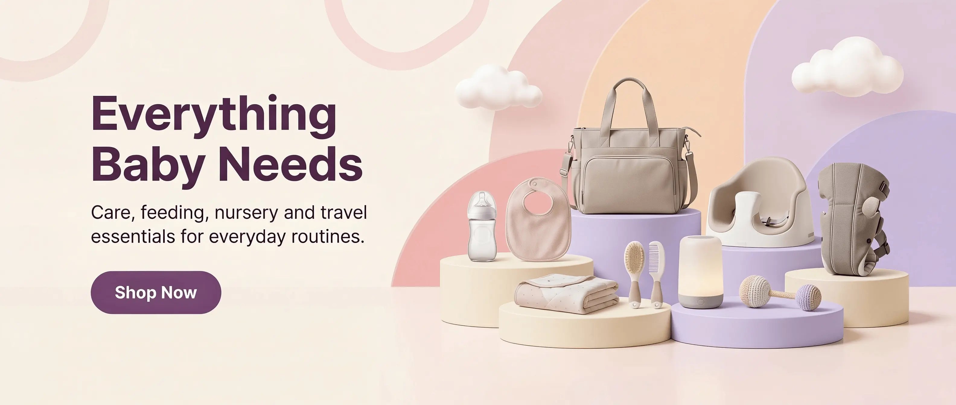 Kartlo mom and baby banner with baby care toys feeding items and nursery essentials