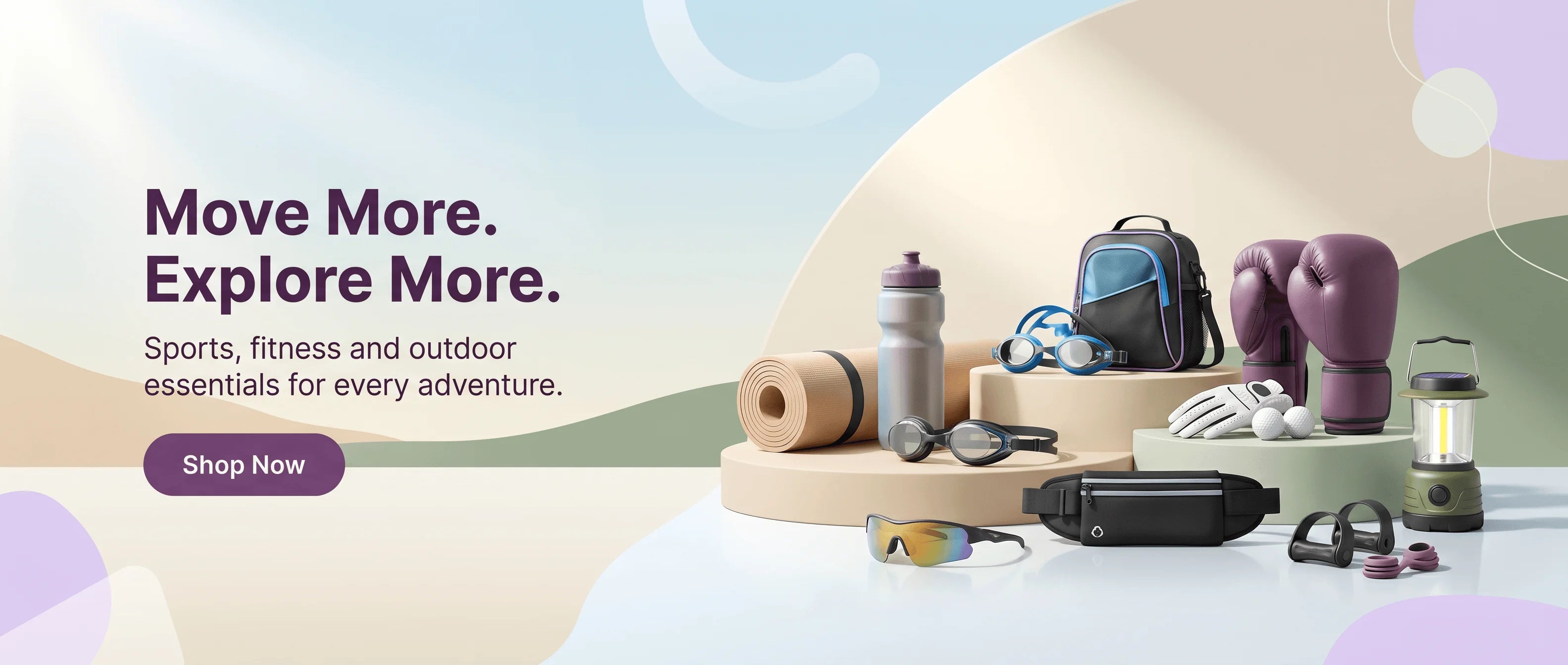 Kartlo sports and outdoor banner with yoga mat water bottle swimming goggles and fitness gear