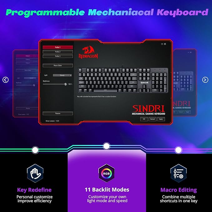 gaming keyboard front view with backlight