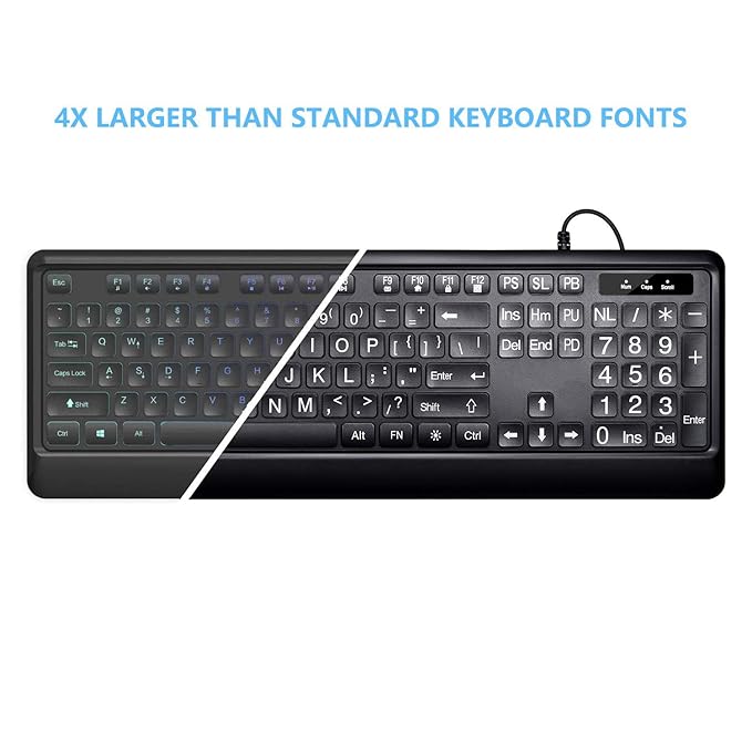 large print keyboard front view full size