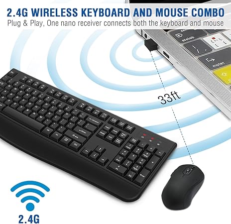 full size wireless keyboard with wrist rest front view