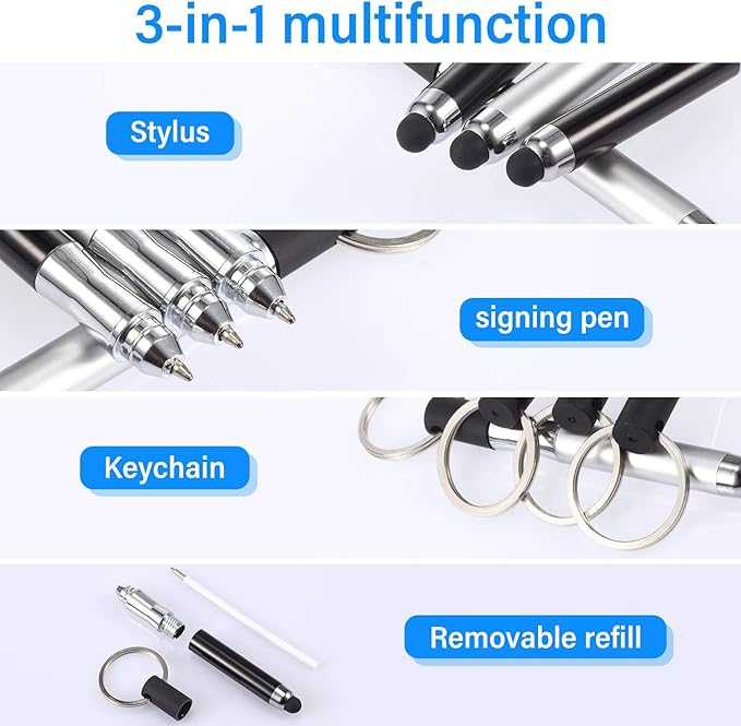 Close view of the keyring loop on a compact touchscreen stylus pen
