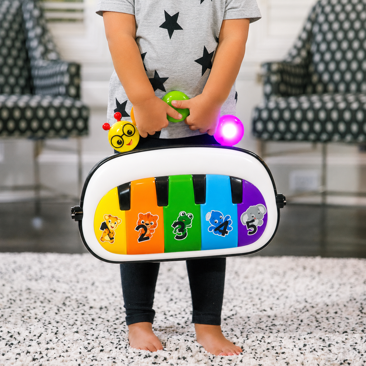 Kick and play baby piano mat musical activity gym for infants tummy time development