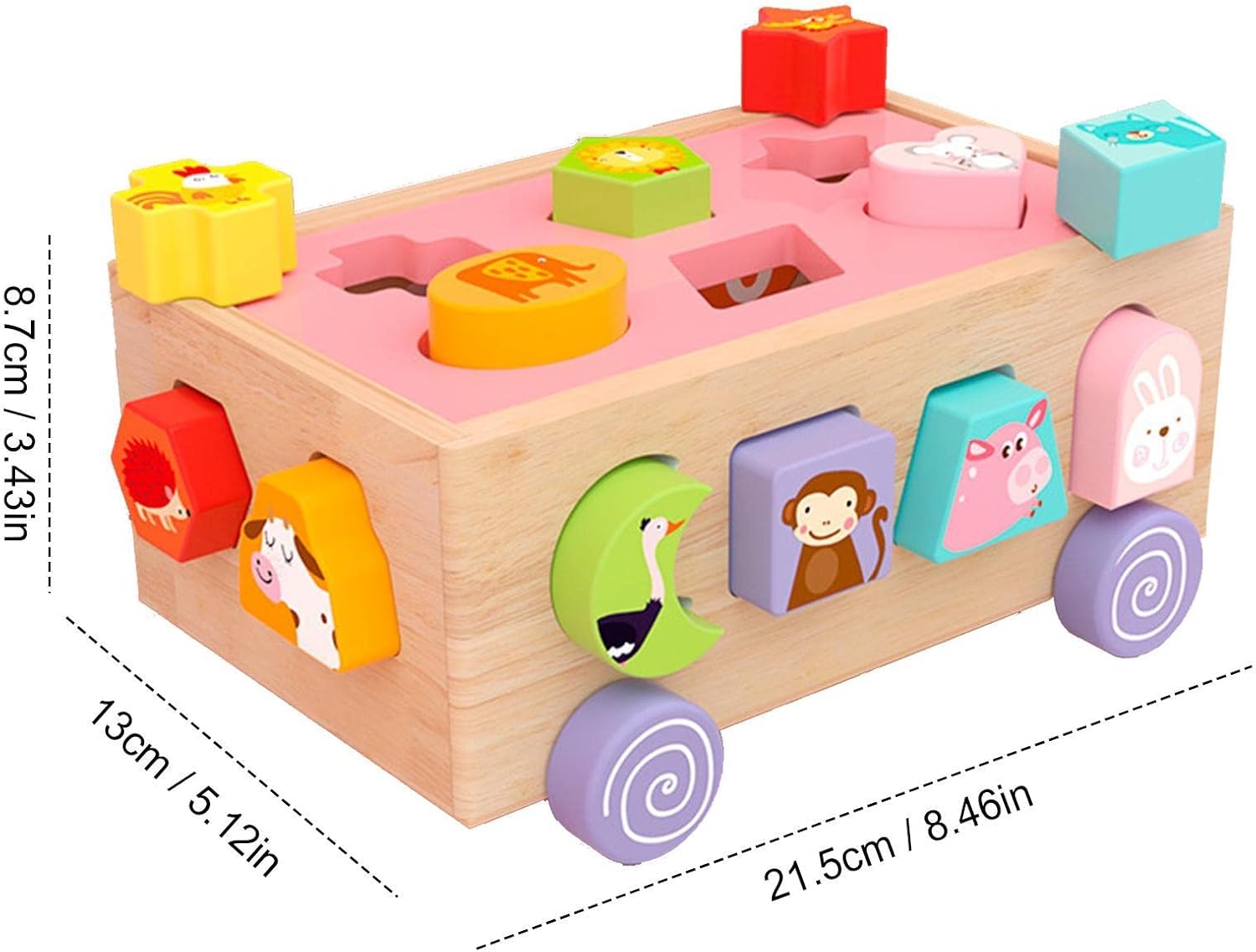 Kids animal matching puzzle car with shape sorting blocks for interactive playtime