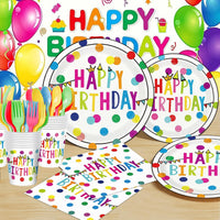 Colorful paper plates set for kids birthday party celebrations