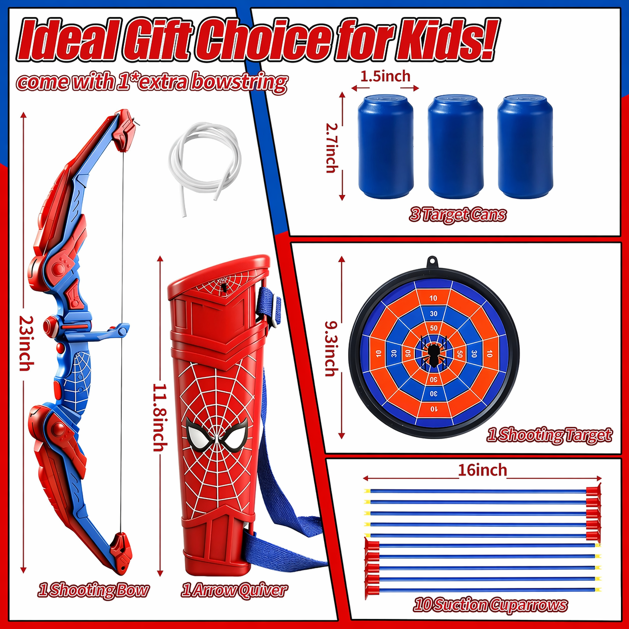 Kids bow and arrow set LED spider theme toy