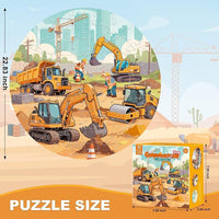 Kids building site puzzle with colourful vehicle illustrations