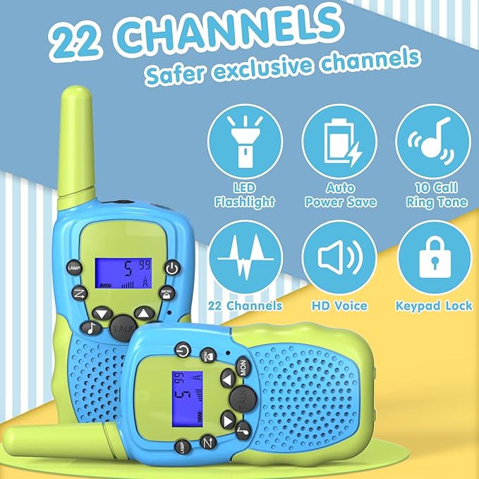 Kids camping walkie talkies with flashlight for outdoor use