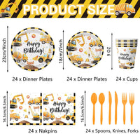  Kids construction party tableware set with disposable plates and cups